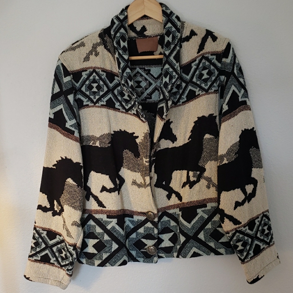 VTG Wool Woven Blazer approx Medium